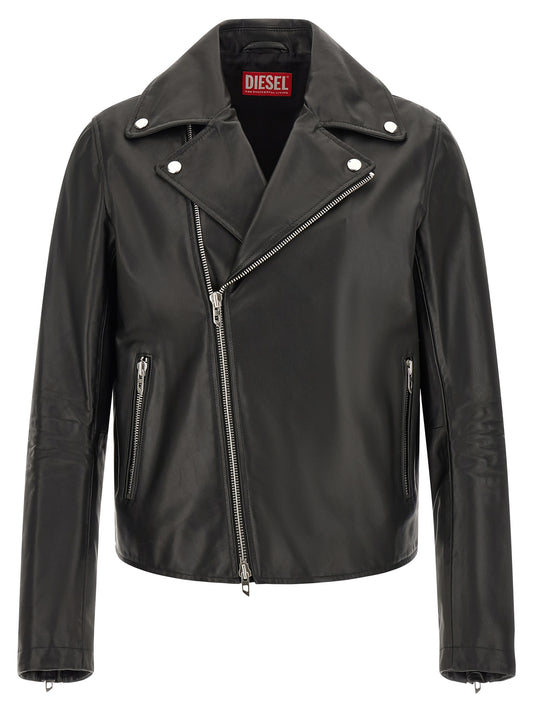 Veste en cuir de vachette Diesel noir modèle L Eo Wrd