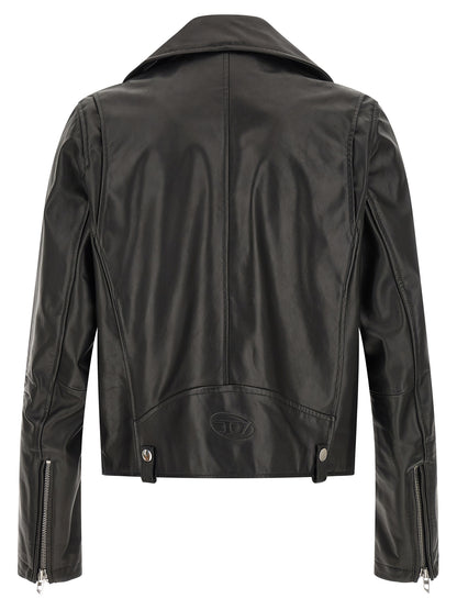 Veste en cuir de vachette Diesel noir modèle L Eo Wrd