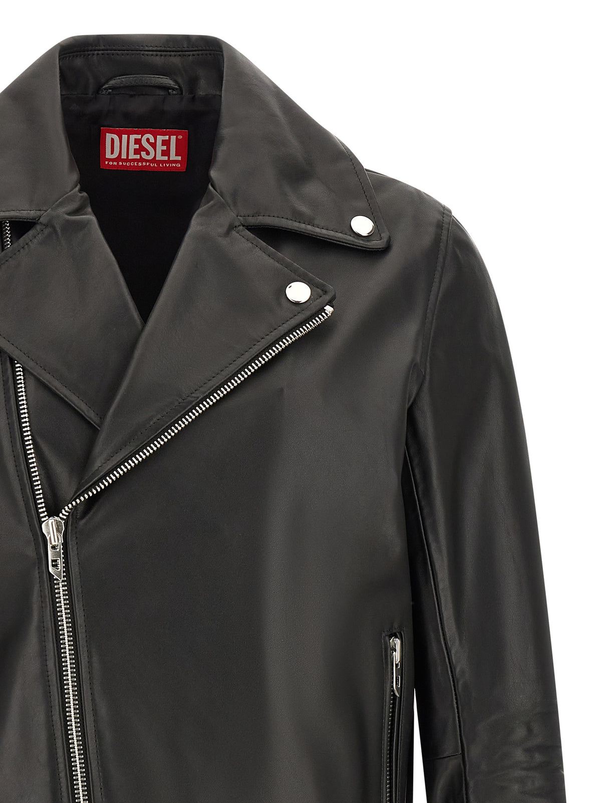 Veste en cuir de vachette Diesel noir modèle L Eo Wrd