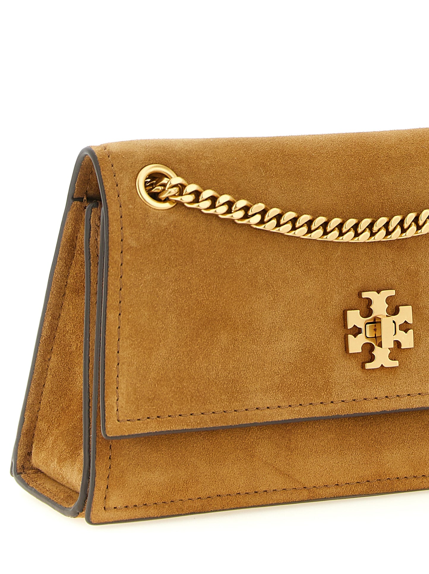 Bolso de hombro Tory Burch de piel de becerro marrón