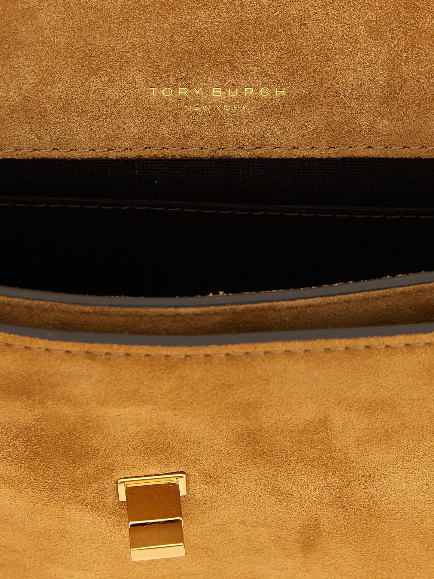 Bolso de hombro Tory Burch de piel de becerro marrón