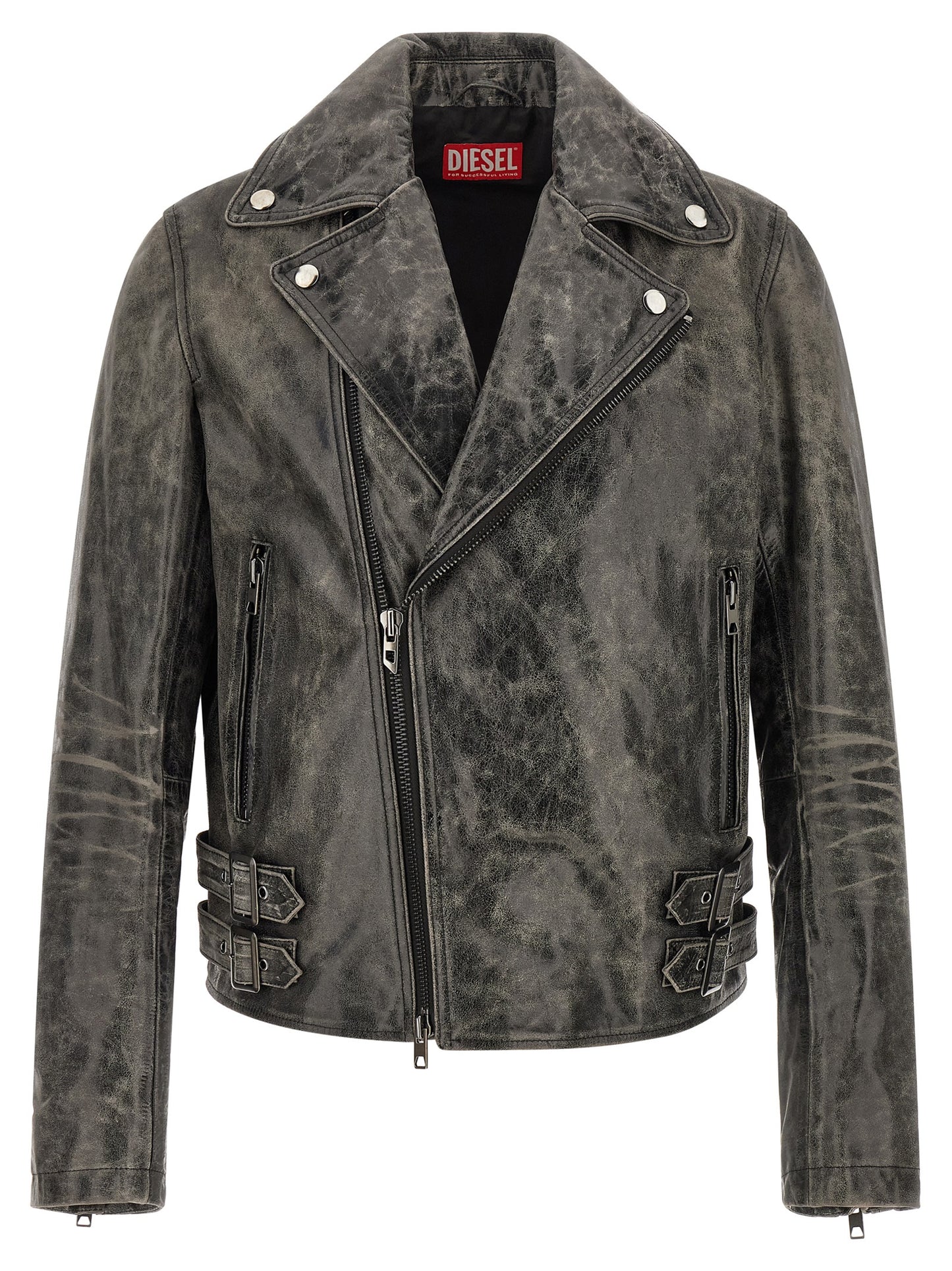 Diesel Grey Cowhide Biker Jacket