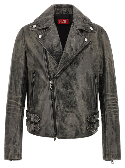 Diesel Grey Cowhide Biker Jacket