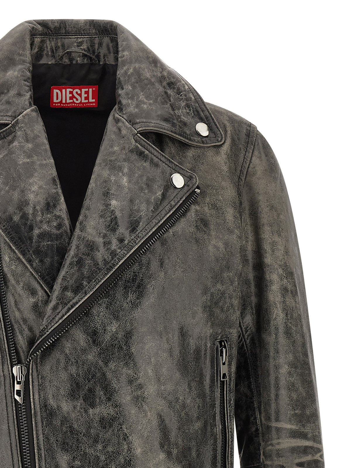 Diesel Grey Cowhide Biker Jacket