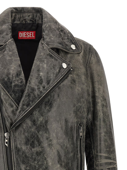 Diesel Grey Cowhide Biker Jacket