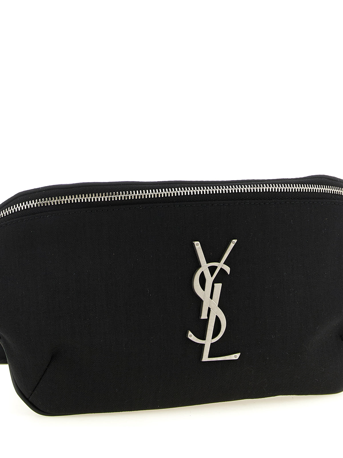 Sac bandoulière Saint Laurent en cuir d'agneau noir avec logo Cassandre
