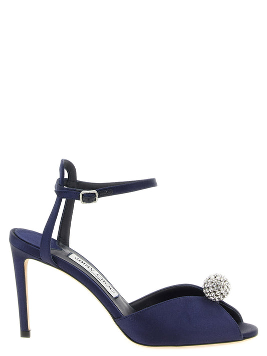 Sandalias de tacón de aguja Jimmy Choo de Tencel azul