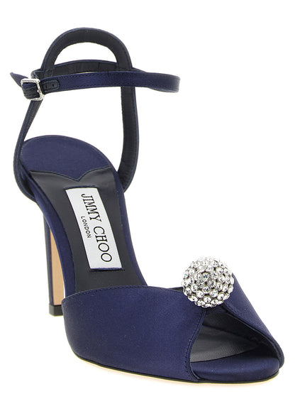 Sandalias de tacón de aguja Jimmy Choo de Tencel azul