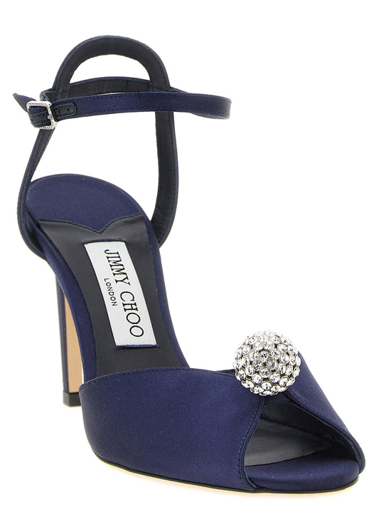 Sandalias de tacón de aguja Jimmy Choo de Tencel azul