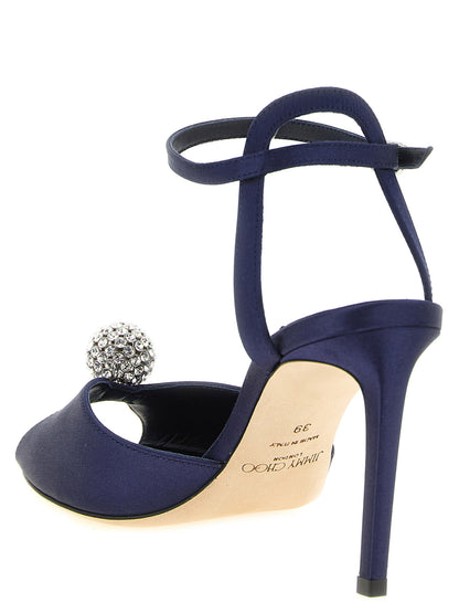 Sandalias de tacón de aguja Jimmy Choo de Tencel azul