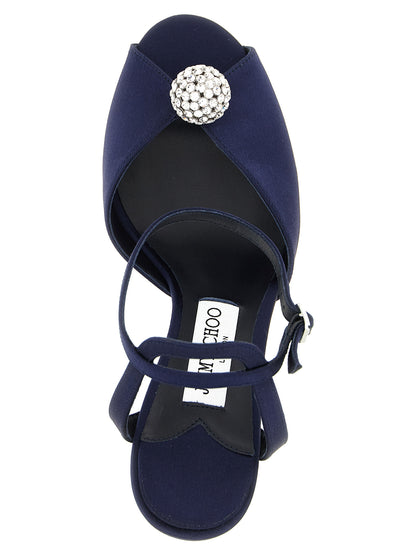 Sandalias de tacón de aguja Jimmy Choo de Tencel azul