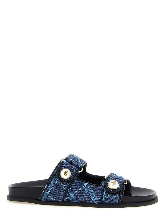 Jimmy Choo Blue Tencel Fayence Collection Sandals