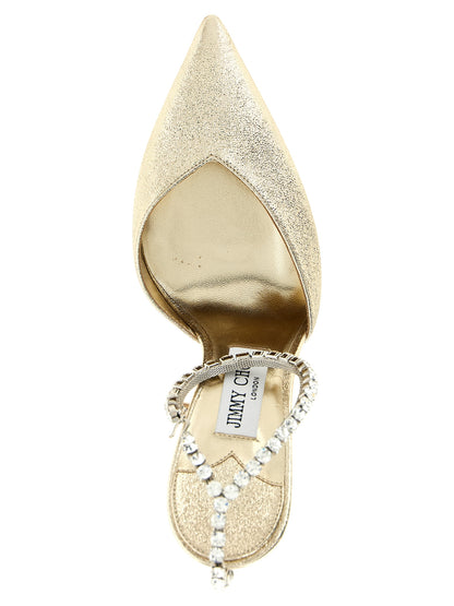 Escarpins à talons hauts dorés Tencel modèle Saeeda Jimmy Choo