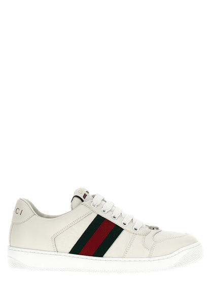 Baskets basses blanches en cuir d'agneau Gucci