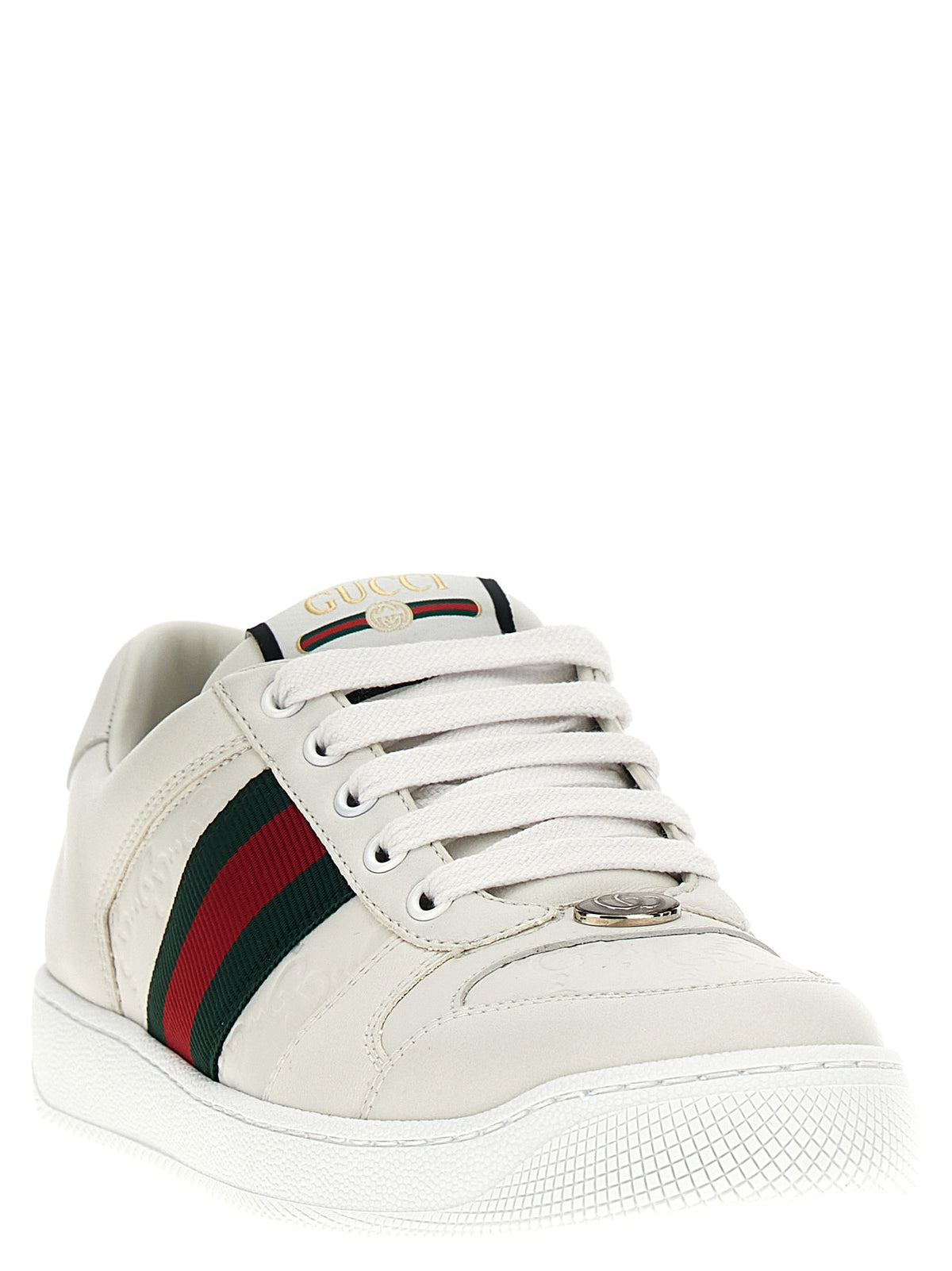 Baskets basses blanches en cuir d'agneau Gucci