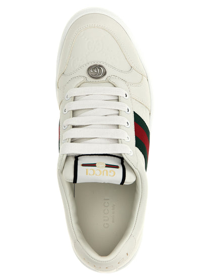 Baskets basses blanches en cuir d'agneau Gucci