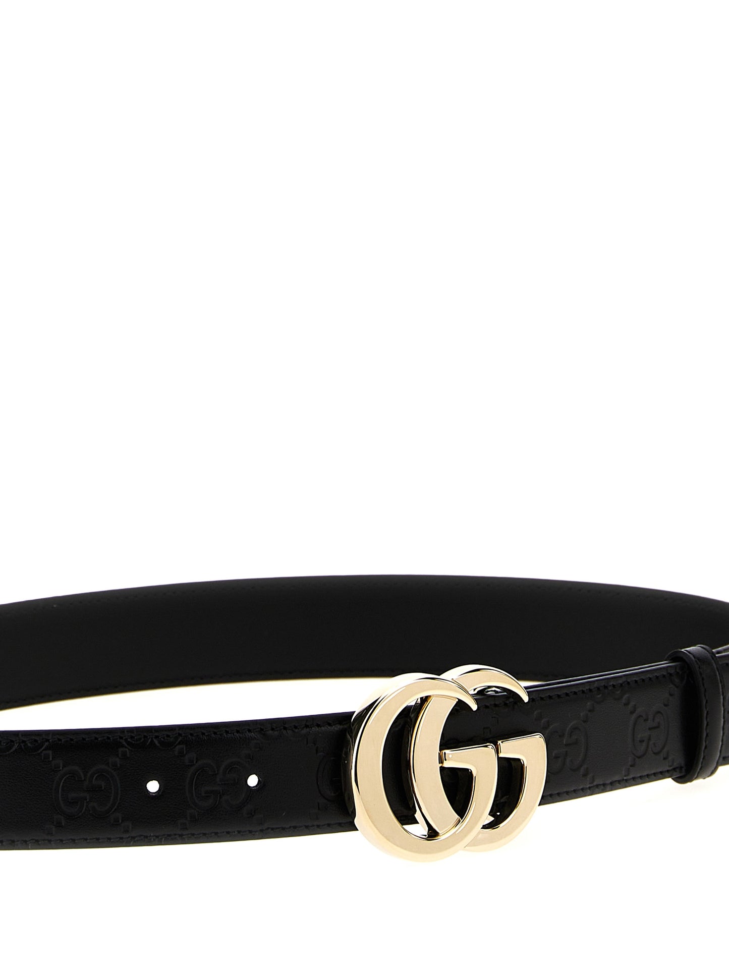 Ceinture Gucci en cuir de veau noir coupe classique