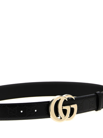 Ceinture Gucci en cuir de veau noir coupe classique