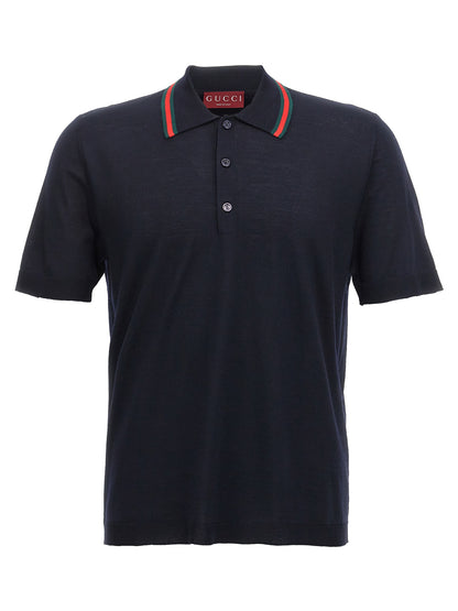 Gucci Camisa Polo De Lana Azul - Vestimenta Diaria