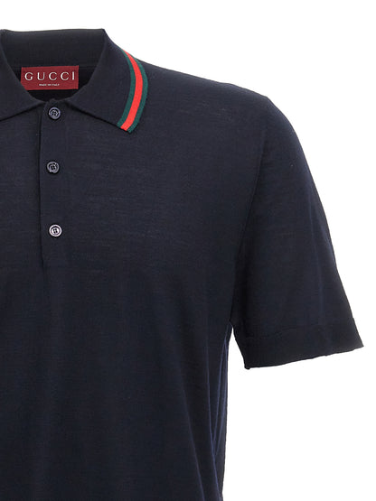 Gucci Camisa Polo De Lana Azul - Vestimenta Diaria