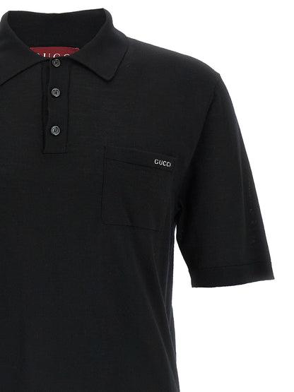 Polo De Lana Negro Con Estructura Firme Y Cuello Clásico Gucci