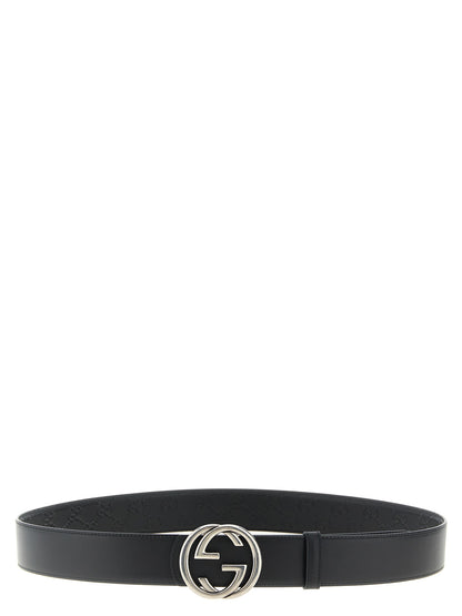 Cinturón Regular de Piel de Becerro Negra Gucci