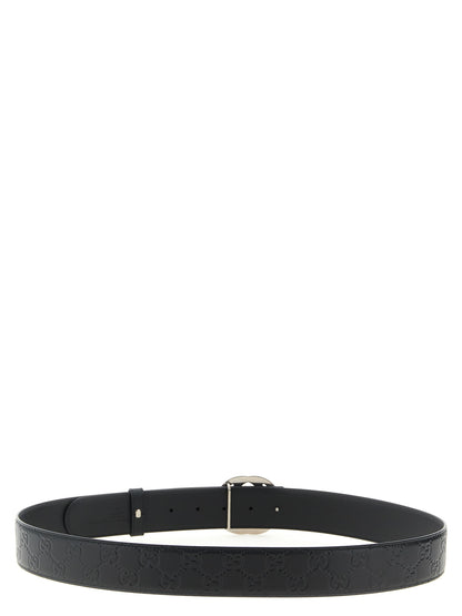 Cinturón Regular de Piel de Becerro Negra Gucci