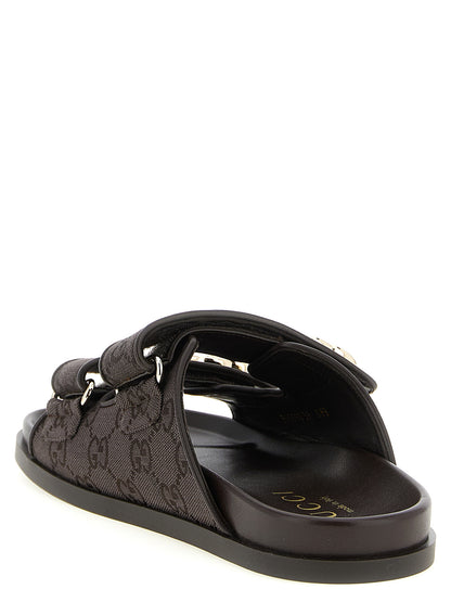 Chanclas Gucci de algodón marrón