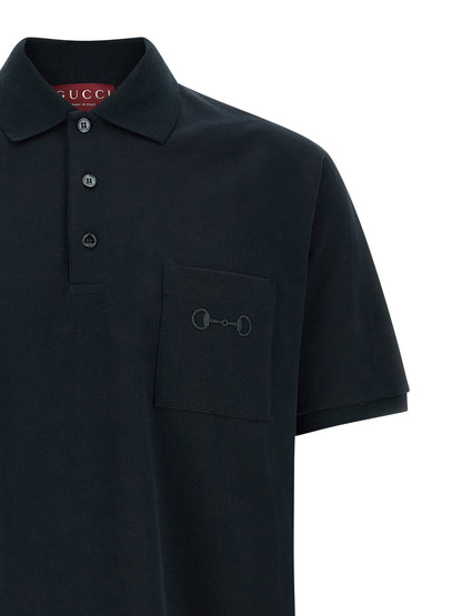 Gucci Blue Cotton Polo Shirt Classic Garment