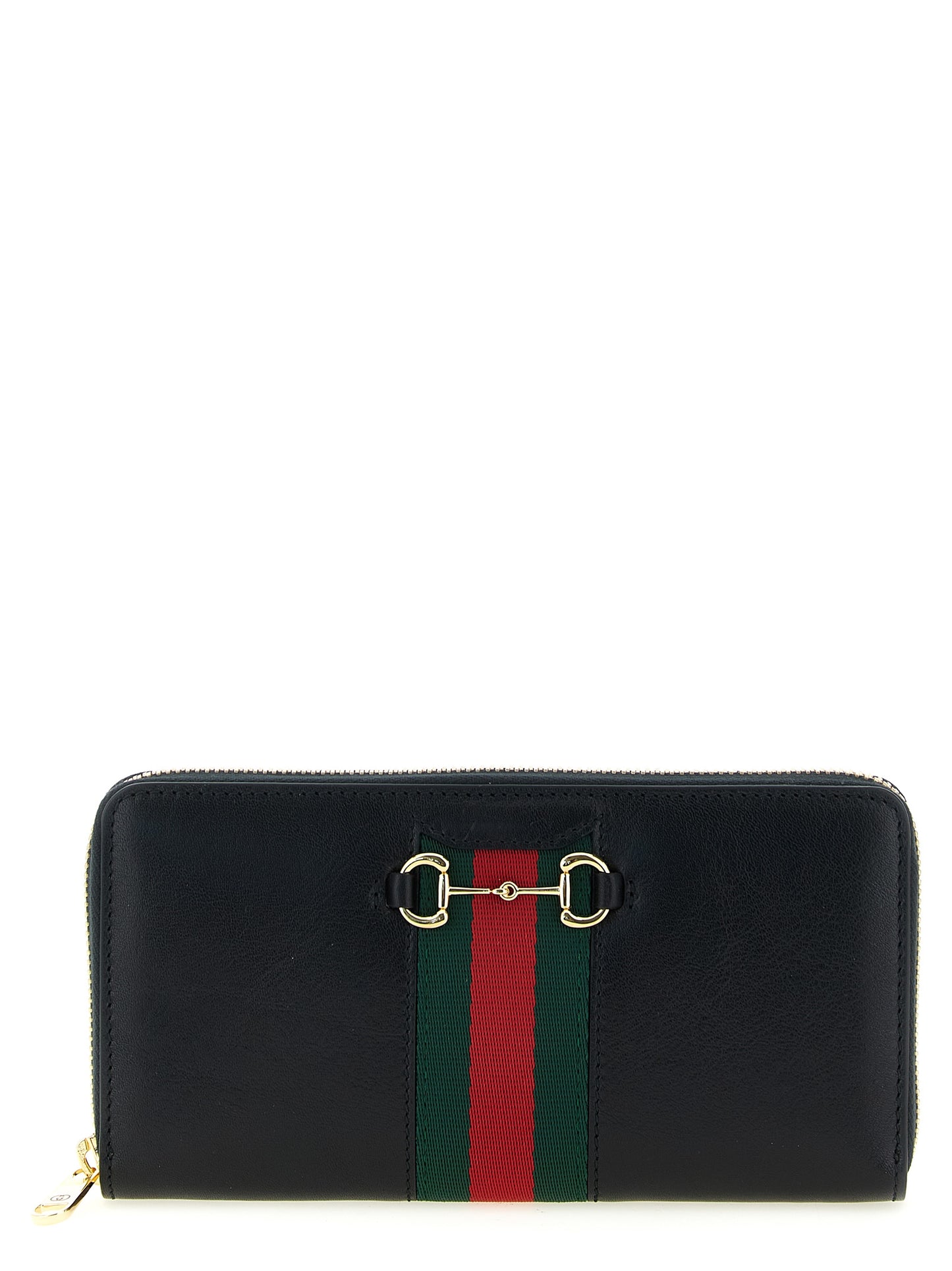 Porte-cartes Gucci en cuir de veau noir avec fermeture éclair sur tout le pourtour