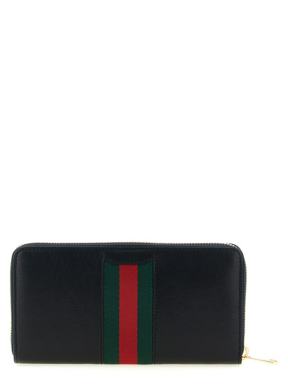 Porte-cartes Gucci en cuir de veau noir avec fermeture éclair sur tout le pourtour