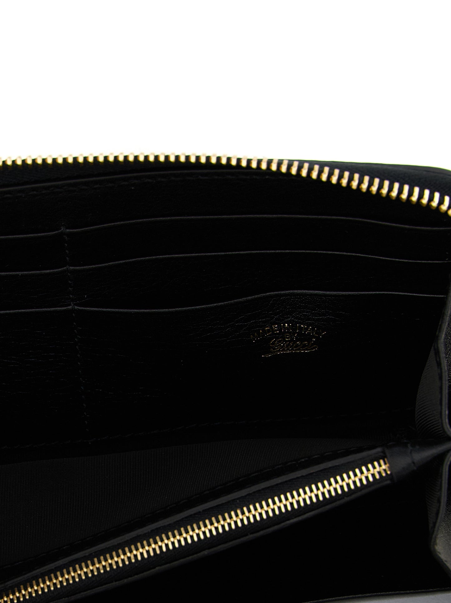 Porte-cartes Gucci en cuir de veau noir avec fermeture éclair sur tout le pourtour