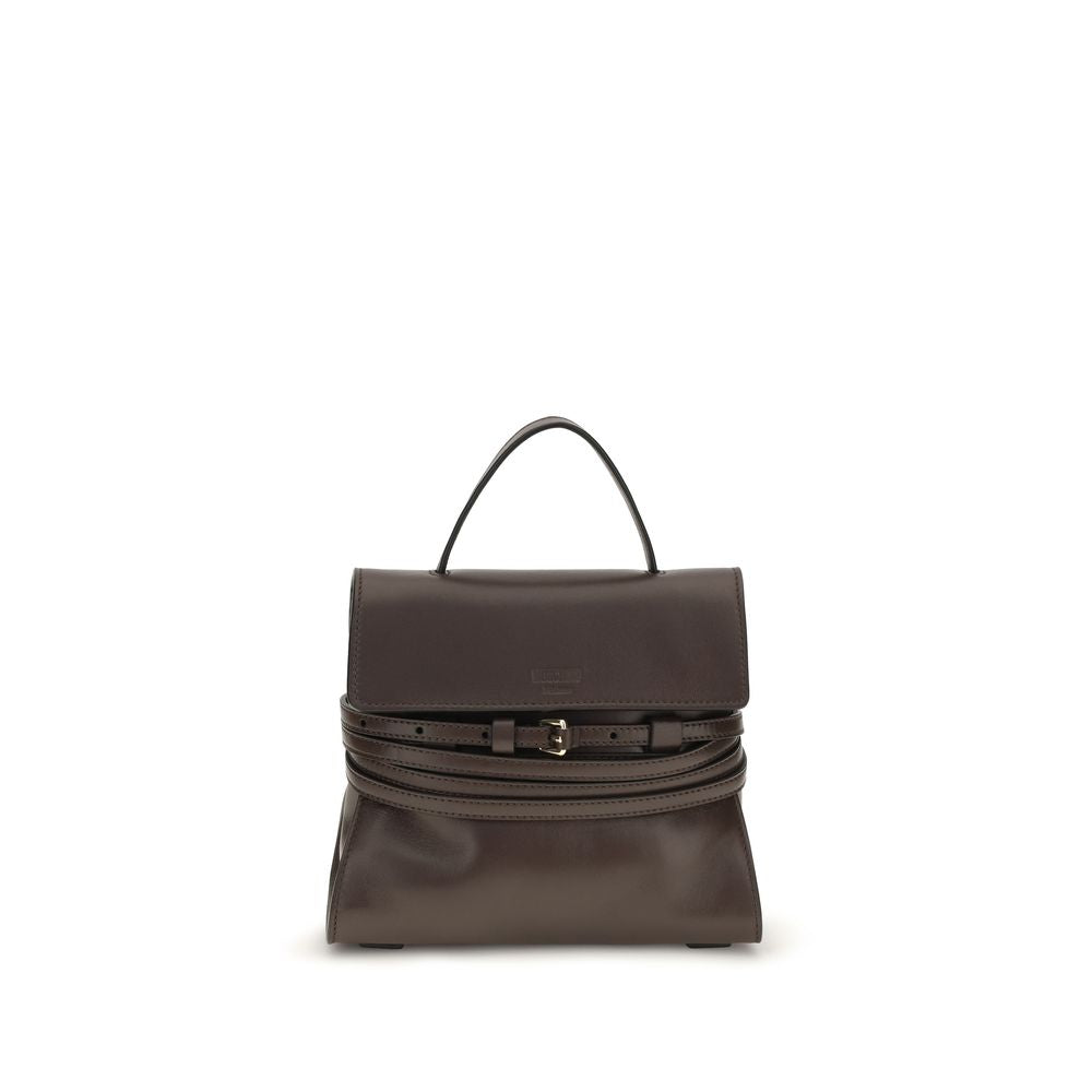Bolso de mano Moschino de piel de cabra marrón