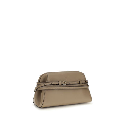 Bolso de mano de piel de cabra beige Moschino