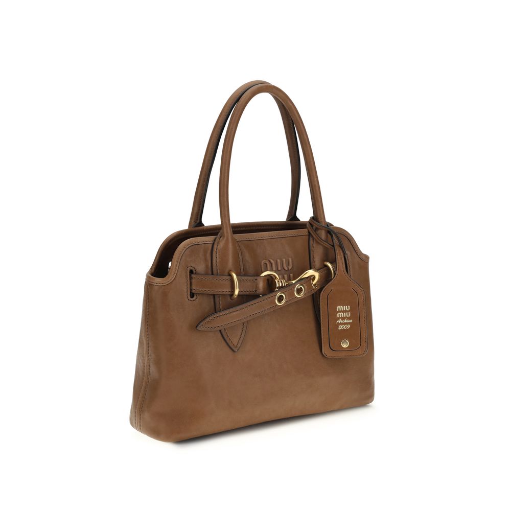 Bolso de mano Miu Miu marrón de piel de cordero Ovis Aries Aries