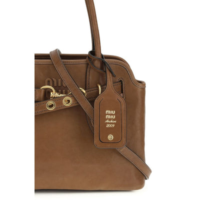 Bolso de mano Miu Miu marrón de piel de cordero Ovis Aries Aries