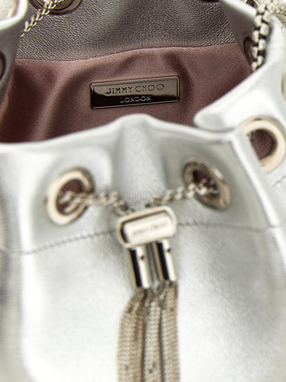 Bolso de mano Jimmy Choo de piel de cordero plateada