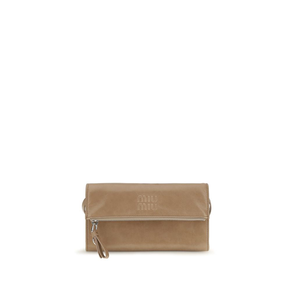 Bolso de mano Miu Miu de piel de becerro beige Bos Taurus