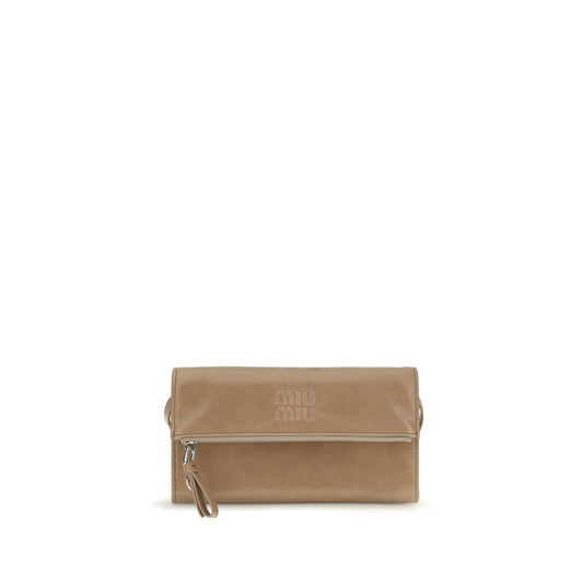 Bolso de mano Miu Miu de piel de becerro beige Bos Taurus