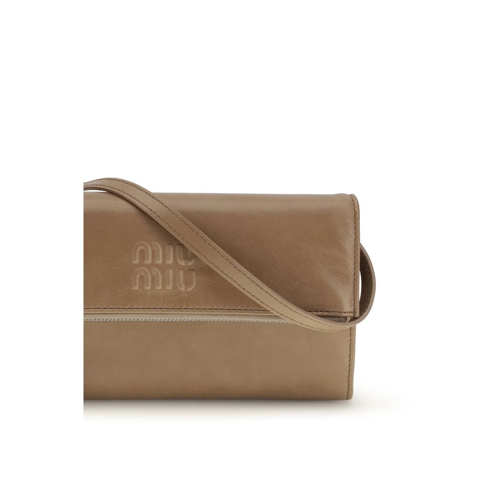 Bolso de mano Miu Miu de piel de becerro beige Bos Taurus