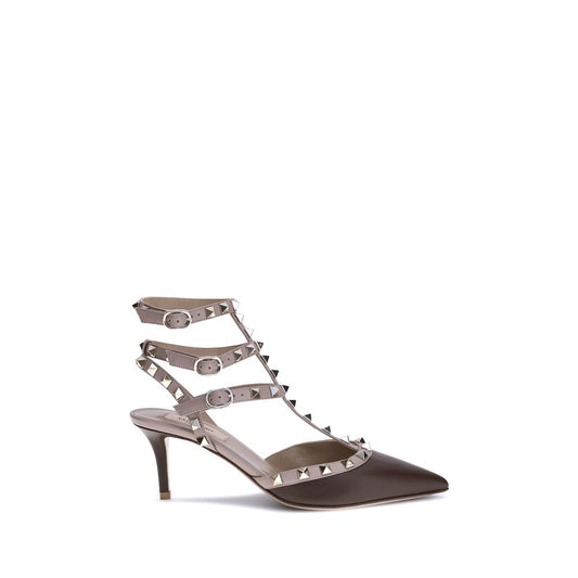 Valentino Garavani Pumps De Cuero Marrón Tacón Medio Bos Taurus