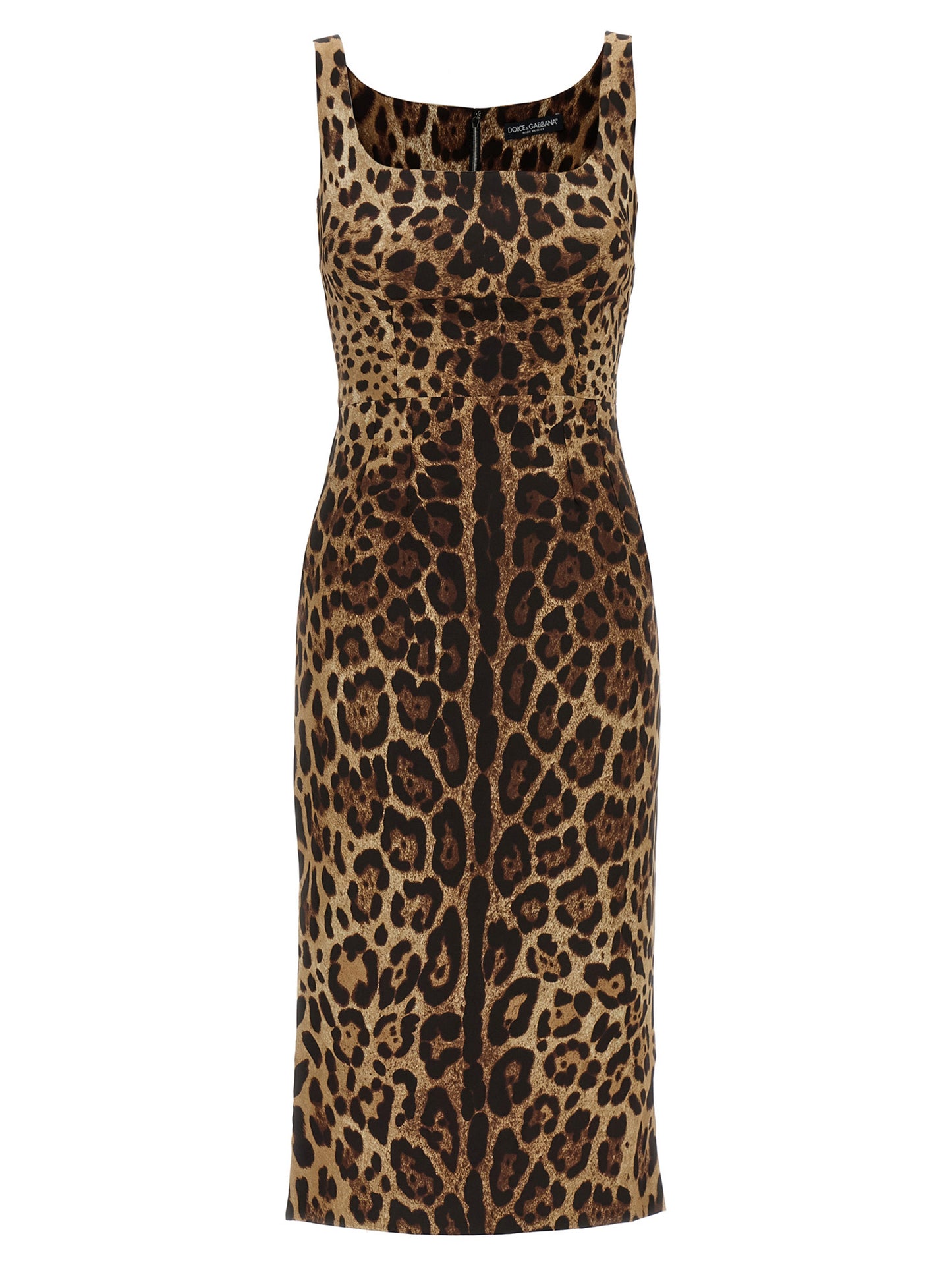 Vestido midi de seda marrón de Dolce & Gabbana