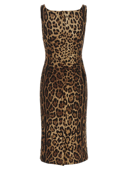 Vestido midi de seda marrón de Dolce & Gabbana