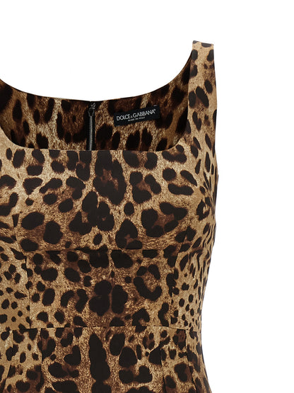 Vestido midi de seda marrón de Dolce & Gabbana