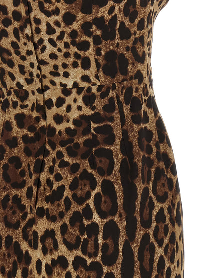 Vestido midi de seda marrón de Dolce & Gabbana