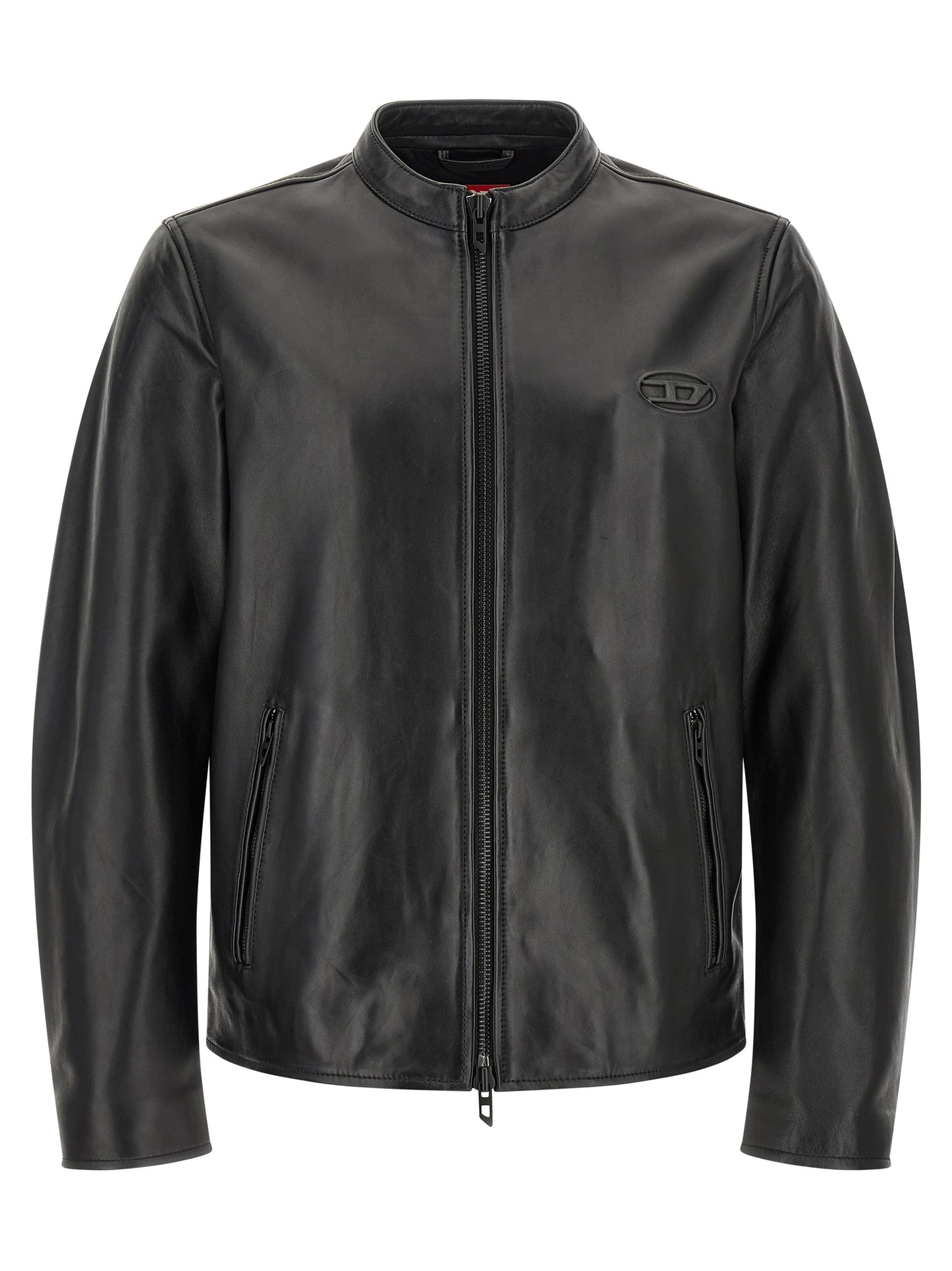 Diesel Chaqueta Piel Cordero Negra - Acabado Cerado Y Tamborizado