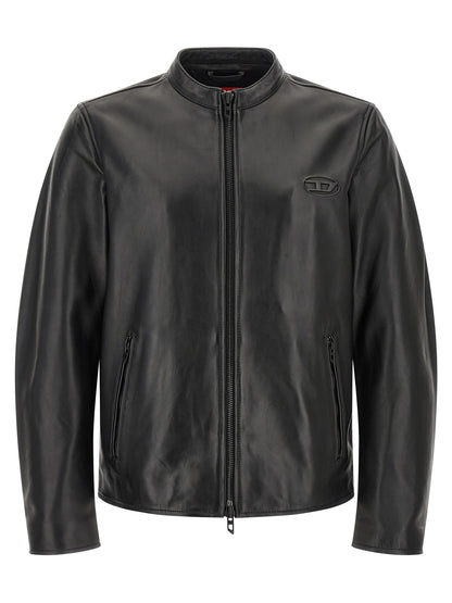 Diesel Chaqueta Piel Cordero Negra - Acabado Cerado Y Tamborizado