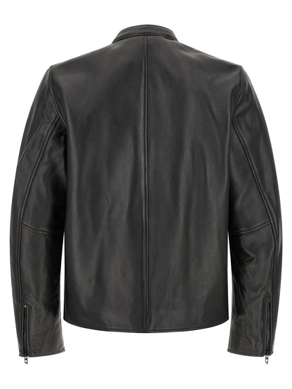 Diesel Chaqueta Piel Cordero Negra - Acabado Cerado Y Tamborizado