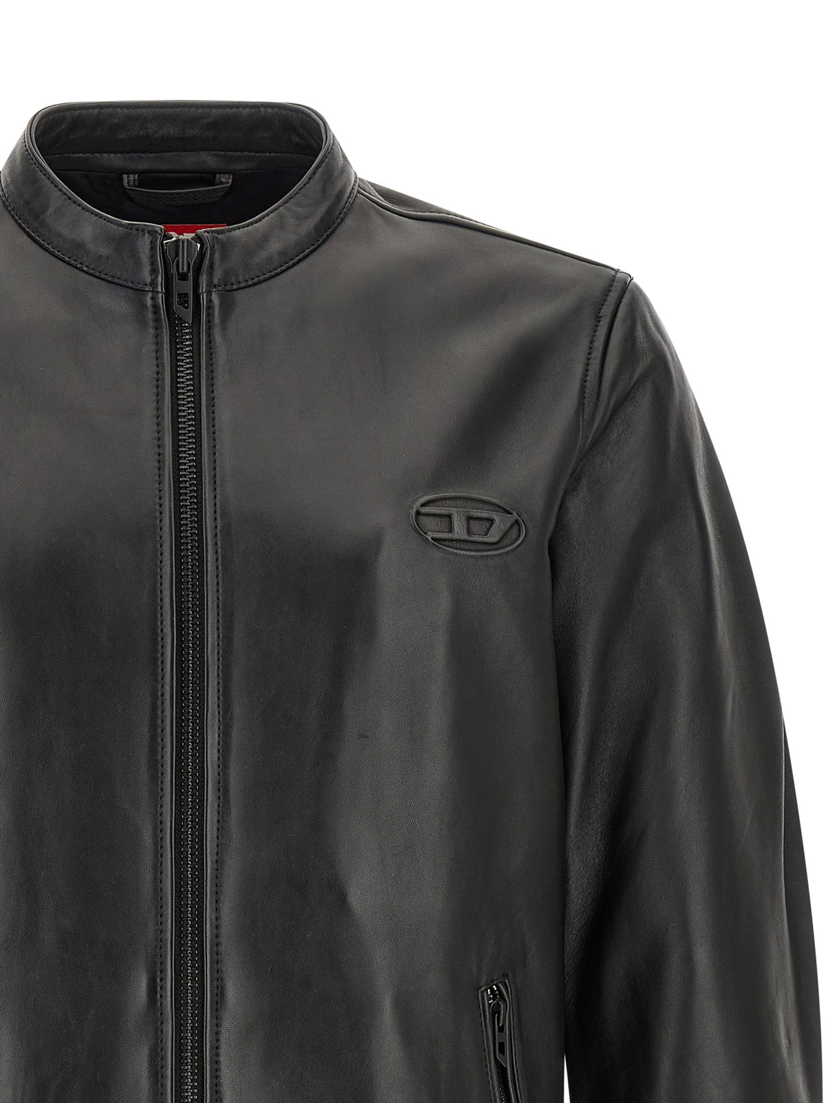 Diesel Chaqueta Piel Cordero Negra - Acabado Cerado Y Tamborizado