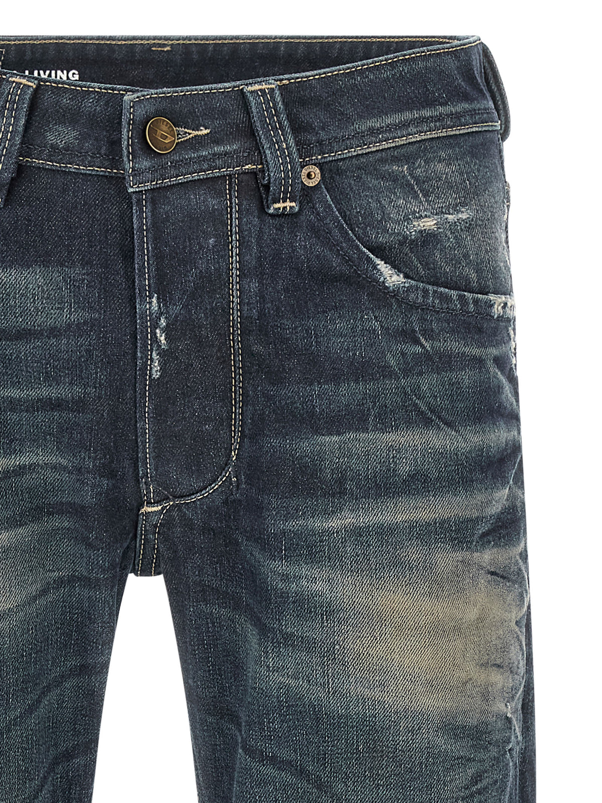 Jeans Diesel en coton bleu à jambe droite, modèle 1985 Larkee